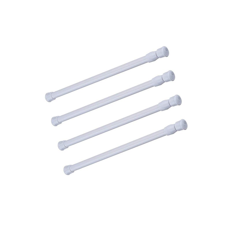 qinnsou 4 Pack Tension Rods, 21.6-35.4 Inch Adjustable Spring Steel Cupboard Bars Tension Curtain Rod Shower Rod Extendable Width (White) - Image 1